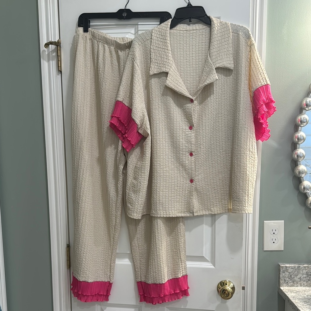 Beige and Pink Pajama Set